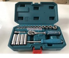 Bộ đầu tuýp 20 chi tiết 1/4inch TOTAL THT141201 mở bu long đai ốc trong việc tháo lắp, sửa chữa