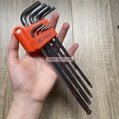 Bộ lục giác bi trắng mờ chữ L KAPUSI K-0191, 9 chi tiết từ 1.5-10mm Hợp kim thép