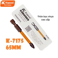 Mũi Bắt Vít 1 Đầu Cỡ 65mm Chân Lục Giác Kapusi K-7175 Thép S2 Nâu Cao Cấp Đầu Bốn Cạnh PH2 Chịu Lực Momen Xoắn Cao BH12T