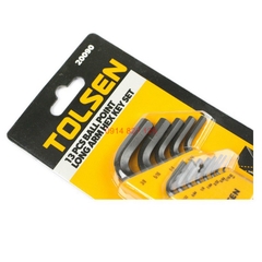 Bộ lục giác hệ inch hãng Tolsen 13 chi tiết đầu bi 20090 thép cr-v đen, chịu nhiệt tốt
