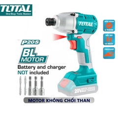 Máy siết mở vít dùng pin TOTAL TIRLI20030 điện thế 20V đầu lục giác 1/4 mô men quay tối đa 170NM, Bh 6 tháng diy-vietnam