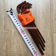Bộ Lục Giác Thép Nâu Đầu Bi Hãng Kapusi K-7408 9 Cây Chữ L 1.5-10mm, Chất liệu thép CR-V6150
