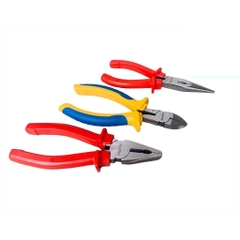 Bộ 3 Kìm Cầm Tay KOURITSU 6 Inch Thép Hợp Kim Cứng Cáp Cán Bọc Cao Su Chống Trượt- Kìm Điện-Cắt-Nhọn, BH 12T