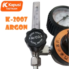Cụm Đồng Hồ Đo Khí Argon Kapusi K-2007 – Áp Suất 3500psi, Cột Bi Polycarbonate, Ren Trong, Đầu Ra Đuôi Chuột, Bh 12tháng