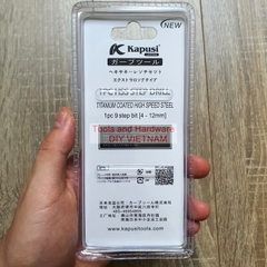 Bộ 3 Mũi khoan tháp rãnh xoăn KAPUSI K-3240 chất liệu titanium các cỡ từ 4-12, 4-22, 4-32mm
