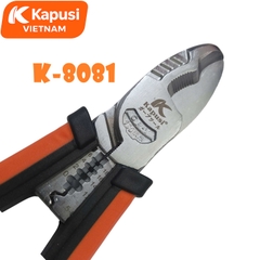 Kềm Cắt Đa Năng 8inch Kapusi K-8081 Thép CR-V Hàm Cứng 65HRC Cắt Ngọt Tích Hợp Khe Tuốt Dây Điện 1.0-6.0, BH 12 tháng