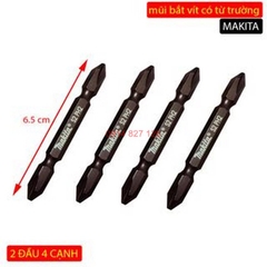 Bộ mũi vít thép PH 65mm Kapusi K-7172, 2 đầu 4 cạnh, thân lục giáp 6.35mm, thép chống gỉ
