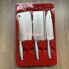 Bộ dao nhà bếp KAPUSI Nhật Bản hợp kim thép không gỉ gồm 3 dao 1dao chặt và 2 dao thái