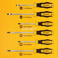 Bộ tua vít cầm tay 6 chi tiết TOLSEN 20014, 4 vít bake và 2 vít đầu dẹp, thép cr-v