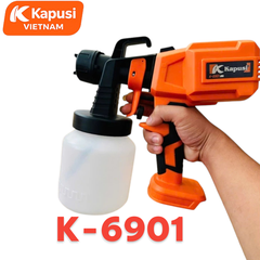 Súng Phun Sơn Dùng Pin 21V Kapusi K-6901 Cốc Chứa 800ml - Máy Phun Sơn Cầm Tay Không Dây Đa Năng 4 Đầu Phun Tiện Lợi