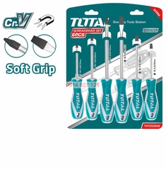 Bộ 6 tua vít TOTAL THT250606 tay cầm thiết kế nhỏ dọn, đuôi tròn