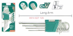 Bộ khóa lục giác bi dài TOTAL THT106291 1 đầu bằng, 1 đầu bi, luyện từ thép Cr-V, Bh 12 tháng diy-vietnam