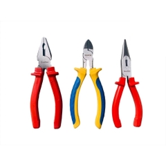 Bộ 3 Kìm Cầm Tay KOURITSU 6 Inch Thép Hợp Kim Cứng Cáp Cán Bọc Cao Su Chống Trượt- Kìm Điện-Cắt-Nhọn, BH 12T