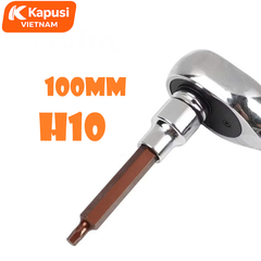 Đầu Tuýp Lục Giác 1/2 Inch Kapusi Dài 100mm (H4-H14) - Thép S2 Siêu Cứng - Chuyên Trị Bu Lông Hốc Sâu - Không Tòe Đầu