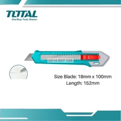 Dao rọc giấy TOTAL THT51001 kích thước lưỡi 18x100mm, dài 152mm, nút ấn dẹp