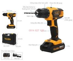 Máy khoan pin 2 tốc độ 10mm 20V 2 PIN TOLSEN 79033