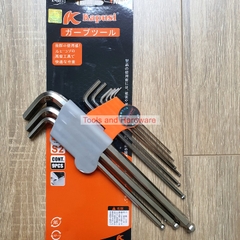 Bộ Lục Giác Đầu Bi Hãng Kapusi K-0193 9 Cây Chữ L 1.5-10mm, Chất liệu thép CR-V6150