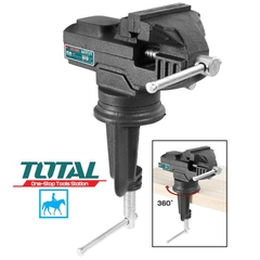 Ê tô kẹp bàn mâm xoay TOTAL, ê tô kẹp cơ khí, lực kẹp 1000-2500kg