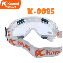 Kính Bảo Hộ Đa Năng KAPUSI K-0085 Dây Trắng Cam -Mắt Kính Polycarbonate Trong Suốt Chịu Lực Va Đập Chống Trầy Xước BH12T
