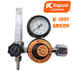 Cụm Đồng Hồ Đo Khí Argon Kapusi K-2007 – Áp Suất 3500psi, Cột Bi Polycarbonate, Ren Trong, Đầu Ra Đuôi Chuột, Bh 12tháng