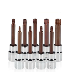 Bộ 10 Đầu Tuýp Torx Kapusi 6 Cạnh Sao 1/2 inch – Dài 100mm – T20 Đến T60 – thép CRV S2 Steel, Bh 12 tháng