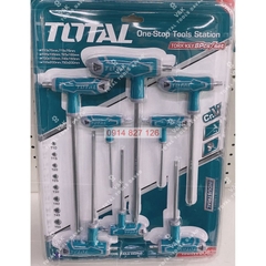 Bộ 8 chìa lục giác bông tay cầm chữ T TOTAL THHW8083 chịu nhiệt Lục giác Chất liệu Cr-V, mạ Crom