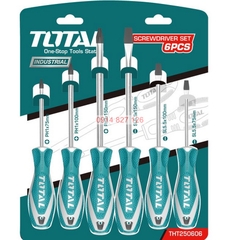 Bộ 6 tua vít TOTAL THT250606 tay cầm thiết kế nhỏ dọn, đuôi tròn