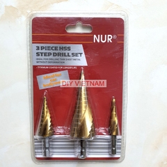 Bộ 3 mũi khoan tháp rãnh xoẵn và rãnh thẳng TITANIUM 4-32mm khoan sắt, tôn (Mũi khoét tháp)