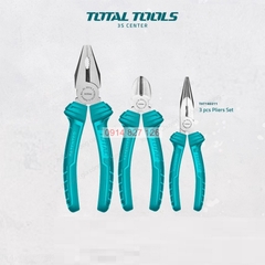 Bộ 3 kìm điện, kìm cắt và kìm mũi nhọn TOTAL THT1K0311, 7inch-6inch-6inch, thép không gỉ