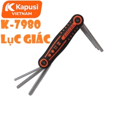 Bộ Lục Giác Xếp Hệ Mét 1.5-8mm Kapusi K-7980 - Dụng Cụ Vặn Lục Giác Đa Năng Thân Bọc Cao Su Chống Trượt Cao Cấp, BH 12T