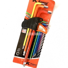Bộ lục giác bi 7 màu KAPUSI K-0197, 9 cây chữ L từ 1.5-10mm