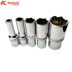 Tuýp khẩu lục giác trắng dài 78mm KAPUSI Nhật Bản hệ 1/2 inch đủ size 8-32mm, thép CR-V
