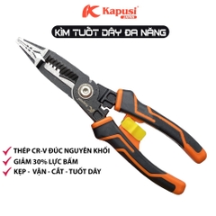 Kìm cắt tuốt dây điện đa năng KAPUSI K-9102 210mm 6 trong 1 kẹp-cắt-vặn-tuốt dây