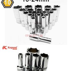 Tuýp khẩu lục giác trắng dài 78mm KAPUSI Nhật Bản hệ 1/2 inch đủ size 8-32mm, thép CR-V