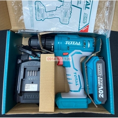 Máy khoan pin cầm tay 20V Total TDLI20011 hai tốc độ 400/1500v/p, siết 45nm, kèm 1 pin sạc