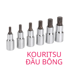 Đầu Tuýp Bông 12 Cánh KOURITSU Thép Cr-V Cứng Cáp - Khắc Chìm Thông Số Đủ Cỡ M5 Đến M14, BH 12 tháng