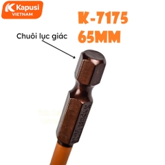 Mũi Bắt Vít 1 Đầu Cỡ 65mm Chân Lục Giác Kapusi K-7175 Thép S2 Nâu Cao Cấp Đầu Bốn Cạnh PH2 Chịu Lực Momen Xoắn Cao BH12T