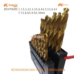 Bộ Mũi khoan inox hãng Kapusi các 6 chi tiết và bộ 19 chi tiết (K-3605 và K-3606)