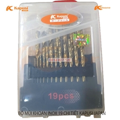 Bộ Mũi khoan inox hãng Kapusi các 6 chi tiết và bộ 19 chi tiết (K-3605 và K-3606)