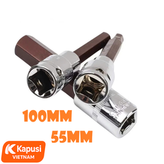 Bộ Đầu Tuýp Lục Giác 1/2 Inch Kapusi - Thép S2 Siêu Cứng - 2 Phân Loại 55mm & 100mm - Chống Tòe Đầu Tuyệt Đối