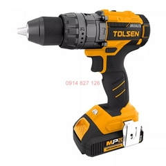 Máy khoan pin 20V 13MM có búa động cơ không chổi than TOLSEN 87254, lực vít lên đến 58Nm