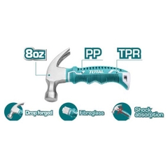 Búa nhổ đinh mini TOTAL THTM7386D trọng lượng 226g(8oz) chất liệu thép hợp kim cr-v