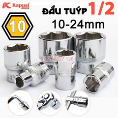 Tuýp khẩu lục giác trắng dài 78mm KAPUSI Nhật Bản hệ 1/2 inch đủ size 8-32mm, thép CR-V