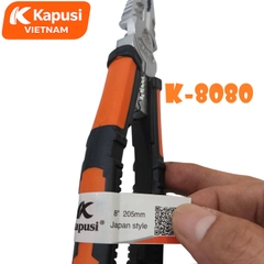 Kềm Điện Đa Năng Kapusi K-8080 Hàm Cắt Độ Cứng Cao 65HRC - Tích Hợp Khe Tuốt Dây Điện 1.0-6.0mm2, BH 12 tháng