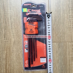 Bộ Lục Giác Thép Nâu Đầu Bi Hãng Kapusi K-7408 9 Cây Chữ L 1.5-10mm, Chất liệu thép CR-V6150