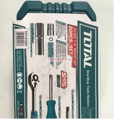 Bộ đầu tuýp 20 chi tiết 1/4inch TOTAL THT141201 mở bu long đai ốc trong việc tháo lắp, sửa chữa