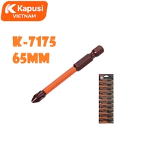 Mũi Bắt Vít 1 Đầu Cỡ 65mm Chân Lục Giác Kapusi K-7175 Thép S2 Nâu Cao Cấp Đầu Bốn Cạnh PH2 Chịu Lực Momen Xoắn Cao BH12T