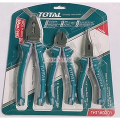 Bộ 3 kìm điện, kìm cắt và kìm mũi nhọn TOTAL THT1K0311, 7inch-6inch-6inch, thép không gỉ