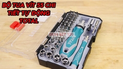 Bộ tua vít đa năng tự động 55 chi tiết TOTAL TACSD30556 gồm tua vít, mũi vít, đầu tuýp