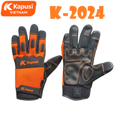 Găng Tay Da Bảo Hộ Hạng Nặng KAPUSI K-2024 Đỏ Đen Chống Cắt Chống Đâm Xuyên Chống Rung Giảm Chấn Cho Thợ Xây Dựng, BH12T